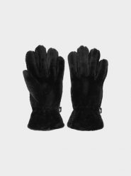 4F Rękawiczki pluszowe dziewczęce - czarne L/XL. Czarne rękawiczki dziecięce 4f, z materiału, bez ramiączek. W wyprzedaży za 39.99 zł.