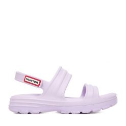 Sandały Hunter. Fioletowe sandały damskie Hunter, bez wzorów, bez obcasa, na płaskiej podeszwie. Za 139.99 zł.