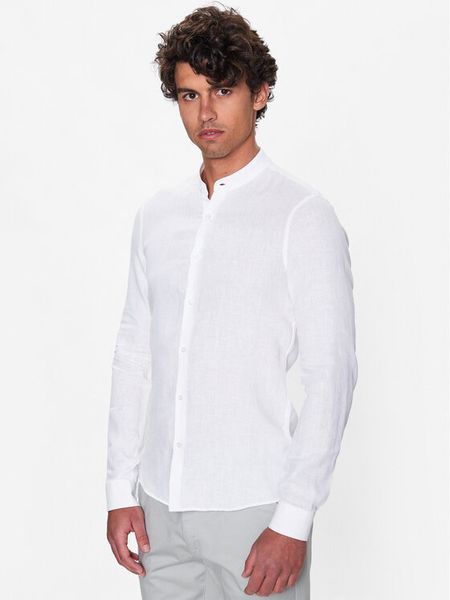 Calvin Klein Koszula K10K109511 Biały Slim Fit. Białe koszule męskie CALVIN KLEIN, m, bez wzorów, ze lnu, bez kołnierzyka, bez ramiączek. Za 279.99 zł.