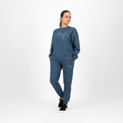 Bluza damska Puma Gym & Pilates. Niebieskie bluzy bez kaptura damskie Puma, l, bez wzorów, z bawełny, bez ramiączek, bez kaptura. Za 119.99 zł.