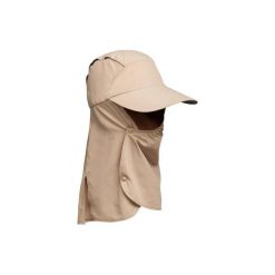 Czapka trekkingowa z daszkiem DESERT 500 anty-UV. Brązowe czapki męskie FORCLAZ, bez wzorów, z materiału. Za 49.99 zł.