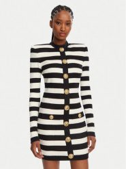 Balmain Sukienka dzianinowa DF1R9193JI70 Czarny Regular Fit. Czarne sukienki damskie Balmain, bez wzorów, z dzianiny, bez kołnierzyka, bez ramiączek. Za 8,099.00 zł.