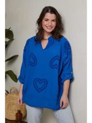 Curvy Lady Bluzka w kolorze niebieskim rozmiar: 40/42. Niebieskie bluzki damskie Curvy Lady, bez wzorów, z bawełny, klasyczne, bez kołnierzyka, bez ramiączek. Za 92.86 zł.