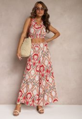 Pomarańczowy Komplet z Bawełny Szerokie Spodnie i Top Pirefia. Brązowe spodnie materiałowe damskie Renee, bez wzorów, z bawełny, eleganckie. Za 99.99 zł.
