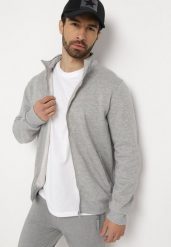 Jasnoszara Bluza Polarowa z Suwakiem Pinovia. Szare bluzy bez kaptura męskie Born2be, l, z polaru. Za 54.99 zł.