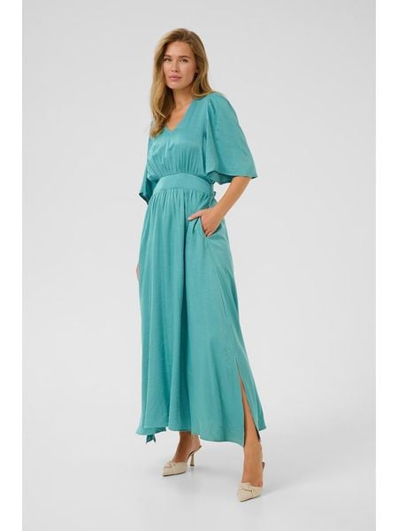 Kaffe Sukienka w kolorze turkusowym rozmiar: 40. Niebieskie sukienki damskie Kaffe, bez wzorów, z tkaniny, bez kołnierzyka, bez ramiączek, maxi. Za 239.29 zł.