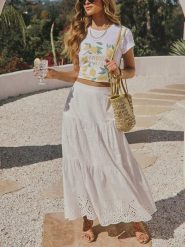 LA Angels Spódnica w kolorze białym rozmiar: S. Białe spódniczki damskie LA Angels, s, bez wzorów, maxi, rozkloszowane. Za 180.49 zł.