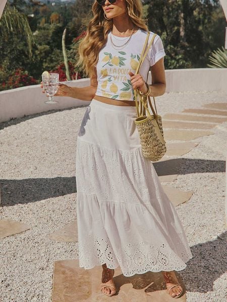 LA Angels Spódnica w kolorze białym rozmiar: S. Białe spódniczki damskie LA Angels, s, bez wzorów, maxi, rozkloszowane. Za 180.49 zł.