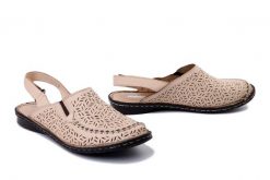 MANITU 820011-08 beige, sandały damskie. Brązowe sandały damskie Manitu, w ażurowe wzory, ze skóry, bez obcasa. Za 161.94 zł.