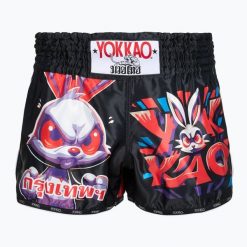 Spodenki treningowe męskie YOKKAO Angry Rabbit Muay Thai. Czarne szorty męskie YOKKAO, z materiału, bez kołnierzyka. Za 289.99 zł.