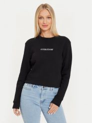 Guess Jeans Bluza W4YQ10 KC811 Czarny Classic Fit. Czarne bluzy bez kaptura damskie Guess Jeans, l, z bawełny. Za 199.99 zł.