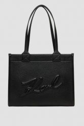 KARL LAGERFELD Czarna torebka damska Md Tote Grainy. Czarne torebki klasyczne damskie Karl Lagerfeld, bez wzorów, ze skóry, bez dodatków. W wyprzedaży za 899.99 zł.
