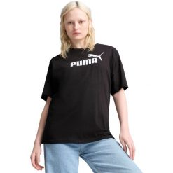 Koszulka Puma Ess No. 1 Logo Relaxed Tee, Kobiety. Czarne bluzki sportowe damskie Puma, m, bez wzorów, z bawełny, bez ramiączek. Za 74.99 zł.