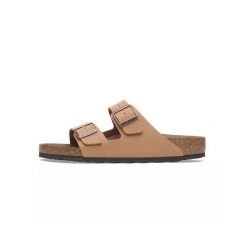 Klapki damskie Birkenstock Arizona BS. Brązowe klapki damskie Birkenstock, bez wzorów, z gumy, bez obcasa. Za 383.10 zł.