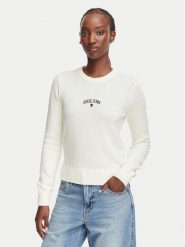 Guess Jeans Sweter W6YR40 Z1074 Kremowy Regular Fit. Białe swetry klasyczne damskie Guess Jeans, xs, z bawełny, bez kołnierzyka. Za 389.99 zł.
