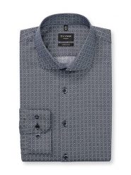 OLYMP Koszula "No 6" - Super Slim - w kolorze granatowo-białym rozmiar: 36. Białe koszule męskie Olymp, bez wzorów, z bawełny, bez kołnierzyka, bez ramiączek. Za 108.74 zł.