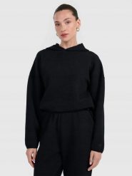 BLUZA DAMSKA DRESOWA 4F Z DZIANINY O SPLOCIE WAFLOWYM TSWSF1847 KOLOR CZARNY. Czarne bluzy bez kaptura damskie 4f, l, bez wzorów, z dresówki, bez ramiączek, bez kaptura. Za 179.99 zł.