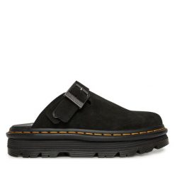 Klapki Dr. Martens. Czarne klapki damskie Dr. Martens, bez wzorów, bez obcasa. Za 569.99 zł.