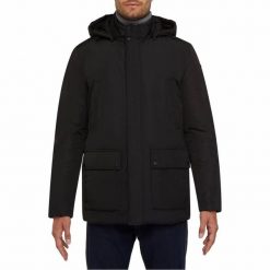 Kurtka GEOX M WALEE Czarny. Czarne kurtki męskie Geox, m, bez wzorów, z tkaniny, casualowe, bez kaptura. Za 633.99 zł.