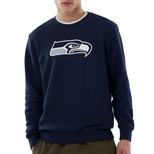 Bluza Seahawks NOS NFL Crew OSB. Czarne bluzy bez kaptura męskie New Era, bez wzorów, z bawełny, eleganckie, bez kołnierzyka, bez ramiączek. Za 195.00 zł.