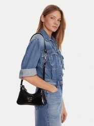 Guess Torebka Dea Mini HWTG79 93730 Czarny. Czarne listonoszki damskie Guess, z aplikacjami, ze skóry, bez dodatków. Za 266.99 zł.