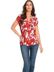 Heine Bluzka w kolorze czerwonym rozmiar: 46. Czerwone bluzki damskie Heine, bez wzorów, bez kołnierzyka, bez ramiączek. Za 100.28 zł.
