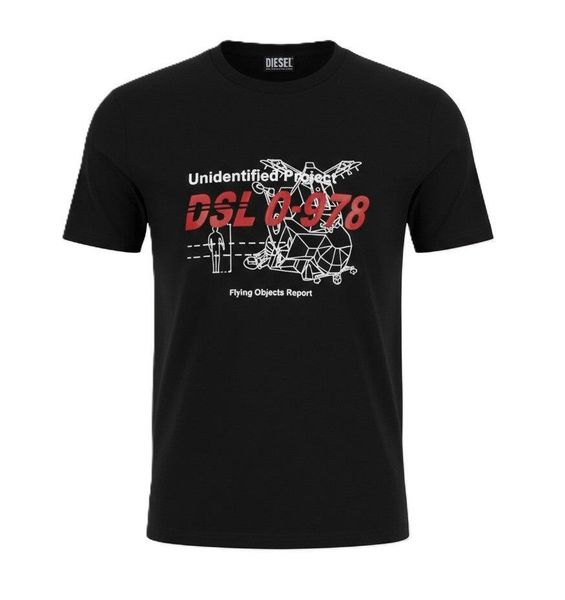 Diesel T-diegos-b82 Męski T-shirt czarny z bawełny i streczem. Czarne t-shirty męskie Diesel, m, bez wzorów, z bawełny, bez kołnierzyka. Za 266.99 zł.
