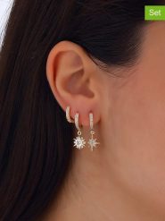 Nakkash Pozłacane kolczyki-kreole (3 szt.) z cyrkoniami rozmiar: onesize. Żółte kolczyki damskie Nakkash, z cyrkonią, pozłacane. Za 43.99 zł.