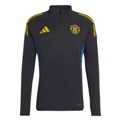 Kurtka dresowa Manchester United EU 2025/26. Czarne kurtki męskie Adidas, bez wzorów, z dresówki, sportowe, bez kaptura. Za 319.00 zł.