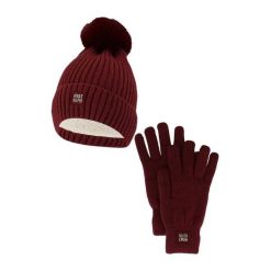 Damski Zimowy Zestaw Termiczny - Czapka + Rękawiczki - Burgundowy. Czerwone czapki zimowe damskie HEAT KEEPER, z poliesteru. W wyprzedaży za 134.32 zł.