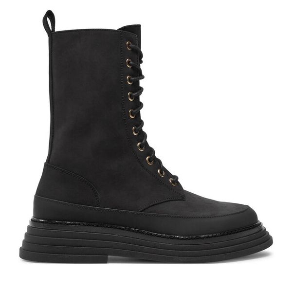 Trzewiki Pollini. Czarne botki damskie Pollini, bez obcasa, na płaskiej podeszwie, bez zapięcia. Za 1,949.00 zł.