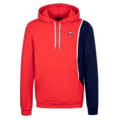 Bluza Le Coq Sportif Saison 1 N°1. Czerwone bluzy sportowe męskie Le Coq Sportif, z aplikacjami, z bawełny, klasyczne, bez kołnierzyka, bez ramiączek. Za 291.50 zł.