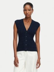 Tommy Hilfiger Kardigan Mid Gg Cable WW0WW50075 Granatowy Regular Fit. Niebieskie kardigany damskie Tommy Hilfiger, s, bez wzorów, z bawełny. Za 529.99 zł.