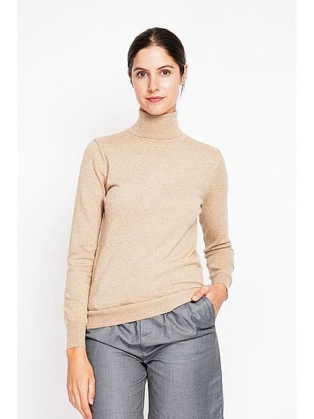 ASSUILI Golf w kolorze jasnobrązowym rozmiar: 42. Brązowe golfy damskie Assuili, bez wzorów, bez ramiączek. Za 108.99 zł.