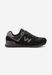 Czarne Buty Sportowe na Piankowej Podeszwie z Ozdobnymi Przeszyciami i Siateczką Korialla. Czarne buty sportowe na co dzień męskie Born2be, bez zapięcia. Za 139.99 zł.