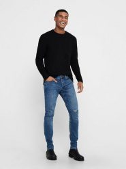 ONLY & SONS Sweter "Dan" w kolorze czarnym rozmiar: S. Czarne swetry męskie Only & Sons, s, bez wzorów, z bawełny, bez kołnierzyka. Za 52.67 zł.