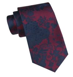 Elegancki i Modny Krawat Jedwabny - Alties - Granat i Czerwień, Kwiaty. Czerwone krawaty i muchy męskie Alties, bez wzorów, z jedwabiu, eleganckie. Za 115.00 zł.