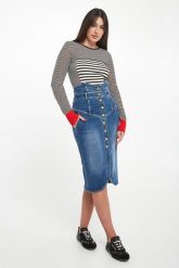 Spódnica jeansowa midi ELISABETTA FRANCHI. Spódniczki damskie Elisabetta Franchi, bez wzorów, z jeansu, midi. Za 2,639.00 zł.