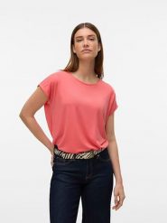 Vero Moda Koszulka w kolorze koralowym rozmiar: M. Czerwone bluzki damskie Vero Moda, m, bez wzorów, bez kołnierzyka. Za 66.00 zł.