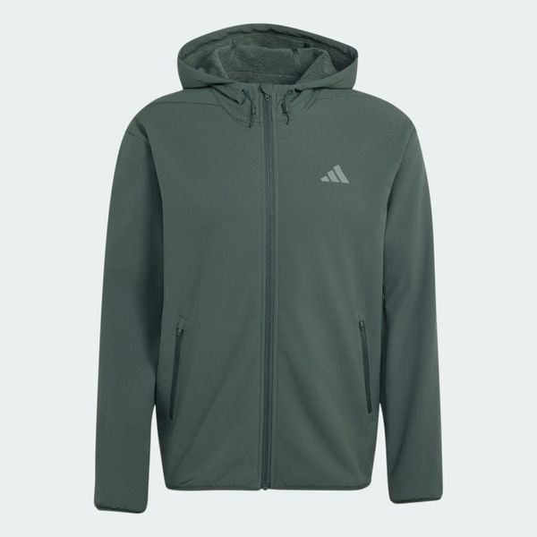 Kurtka D4T CLIMAWARM z suwakiem na całej długości. Zielone kurtki męskie Adidas, xl, bez wzorów, z elastanu, klasyczne, z kapturem. Za 439.00 zł.