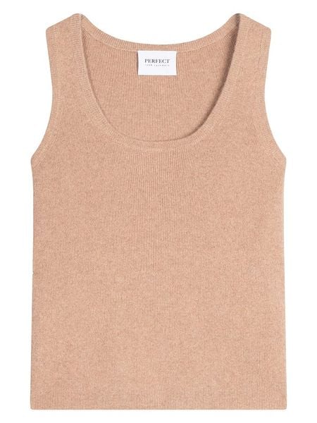 Perfect Cashmere Kaszmirowy top "Vanesia" w kolorze karmelowym rozmiar: XXL. Brązowe topy damskie Perfect Cashmere, xxl, bez wzorów, z kaszmiru, bez kołnierzyka. Za 270.39 zł.