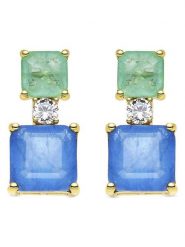 Luxenter Kolczyki-wkrętki z kwarcem rozmiar: onesize. Zielone kolczyki damskie Luxenter, z kwarcem, srebrne. Za 283.48 zł.