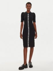KARL LAGERFELD Sukienka dzianinowa 246W1320 Czarny Slim Fit. Czarne sukienki damskie Karl Lagerfeld, s, bez wzorów, z dzianiny, bez kołnierzyka, bez ramiączek. Za 609.99 zł.