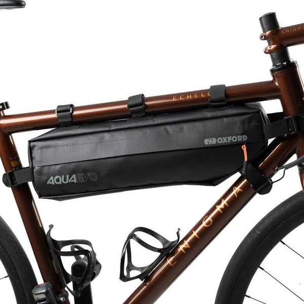 Torba na ramę roweru Oxford Aqua Evo Adventure. Czarne torebki klasyczne damskie OXFORD, bez wzorów, z materiału, bez dodatków. Za 267.90 zł.
