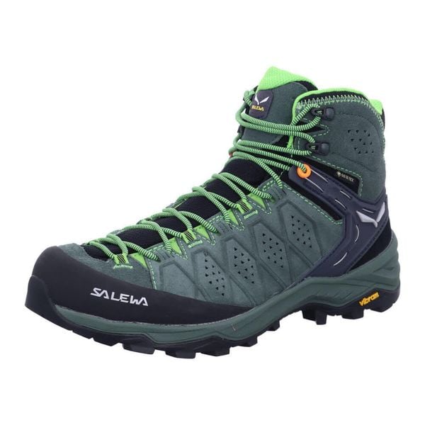 Buty trekkingowe męskie Salewa MS Alp 2 Mid Gtx. Zielone buty trekkingowe męskie Salewa, z materiału, za kostkę, bez zapięcia, trekkingowe. Za 973.63 zł.