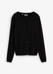 Kardigan z kryształkami. Czarne kardigany damskie bonprix, bez wzorów, z wiskozy. Za 149.99 zł.