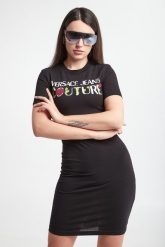 Sukienka VERSACE JEANS COUTURE. Sukienki damskie Versace Jeans Couture, xs, bez wzorów, z jeansu, bez kołnierzyka, bez ramiączek. W wyprzedaży za 407.57 zł.