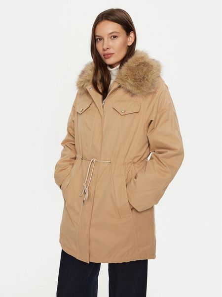 Guess Parka Lucie W4BL45 WGK30 Beżowy Regular Fit. Brązowe parki damskie Guess, xs, z aplikacjami, z syntetyku. Za 589.99 zł.
