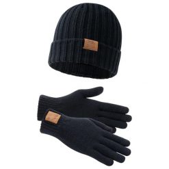 Zestaw czapka i rękawiczki Lonsdale Deazley. Czarne czapki zimowe damskie Lonsdale. Za 169.50 zł.
