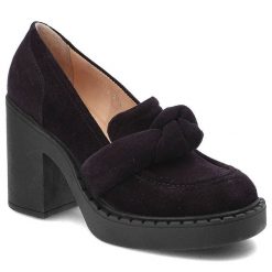 Fioletowe Półbuty Simen Skórzane Eleganckie Buty Na Obcasie. Fioletowe półbuty damskie Simen, bez wzorów, biznesowe, bez obcasa, na obcasie. Za 399.00 zł.